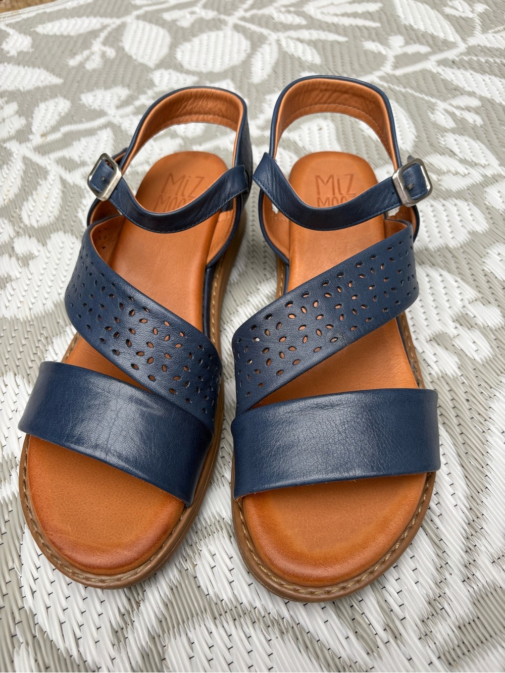 Miz Mooz “Hazel” Navy Leather Sandal